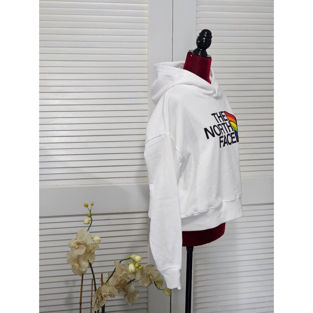 NWT The North Face Women's White Hoodie With Rainbow Logo Size Medium 002 - Picture 3 of 14